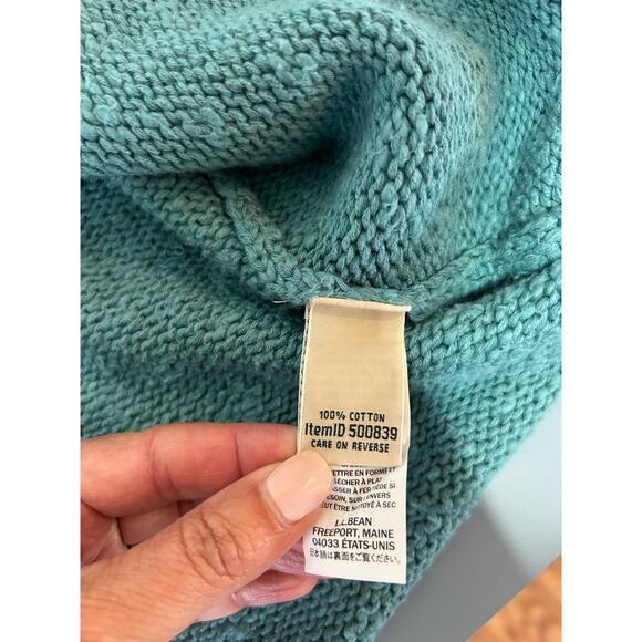 L.L.Bean Turquoise Cotton Knit Roll Neck Sweater-L - Picture 5 of 7